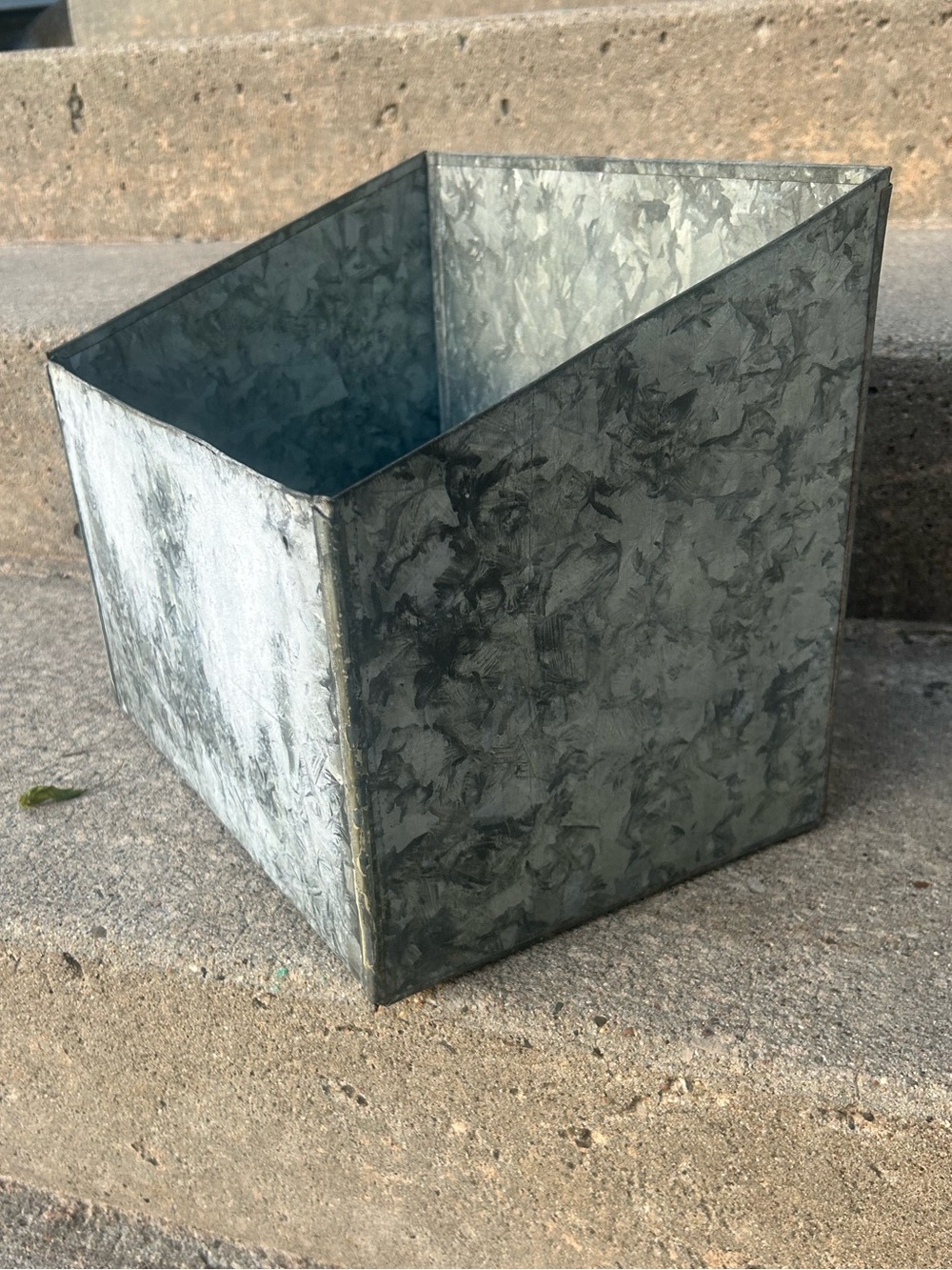 Vintage Galvanized Metal Wall-Mount Storage Bin Gray